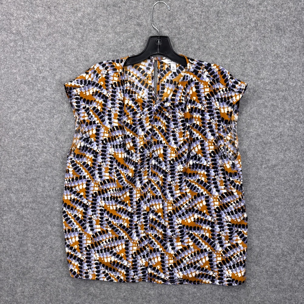 Nine West Womens XL Twist Front Sleeveless Blouse Abstract‎ Geometric Print Top